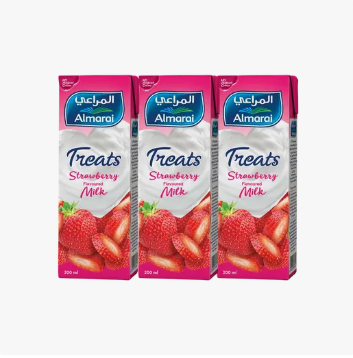 Almarai Treats Flavored Strawberry Milk 3x200ml